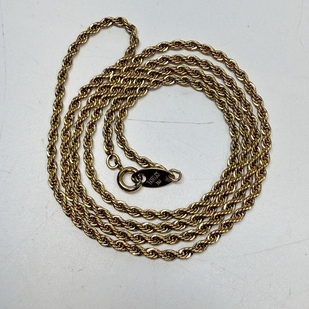 Vintage Trifari Gold Tone Shiny Rope Chain 24” Necklace